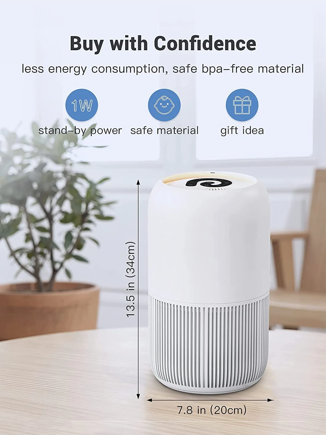 Best Portable UV HEPA Filter Table Air Purifier for Home